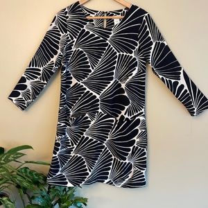 J. Crew Shift Dress Floral Black & Cream